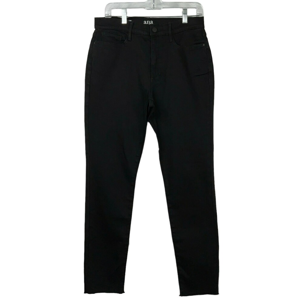 a.n.a. Women's High Rise Skinny Jeans Black Stretch Denim Jeans size 12 Unhemmed